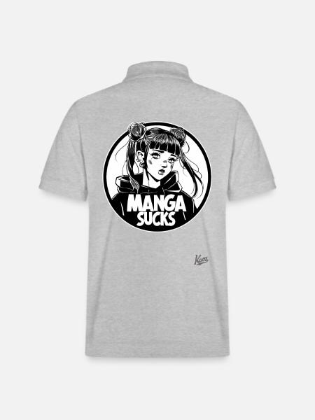 Japan Emo Girl: Manga Sucks - Stanley/Stella Unisex Organic Polo Shirt PREPSTER - heather grey