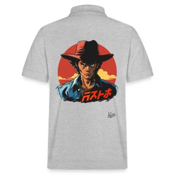 Bob de cow-boy gringo japonais : l’Orient rencontre l’Occident - Polo PREPSTER bio Stanley/Stella Unisexe - gris chiné - Dos - Andy (188cm)