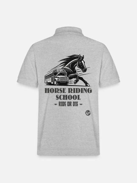Reitschule "Reite oder Stirb", ein Pferde-Motiv - Stanley/Stella Unisex Bio-Poloshirt PREPSTER - Grau meliert
