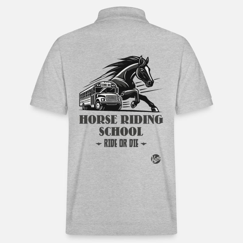 Reitschule "Reite oder Stirb", ein Pferde-Motiv - Stanley/Stella Unisex Bio-Poloshirt PREPSTER - Grau meliert