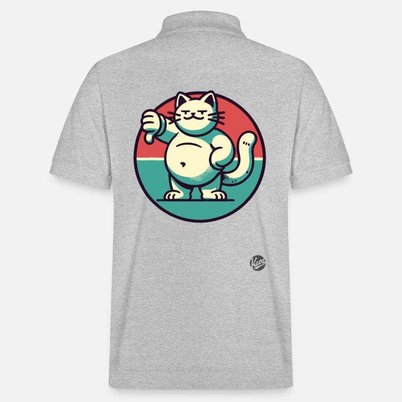Dicke Katze mit Daumen runter - Stanley/Stella Unisex Bio-Poloshirt PREPSTER - Grau meliert