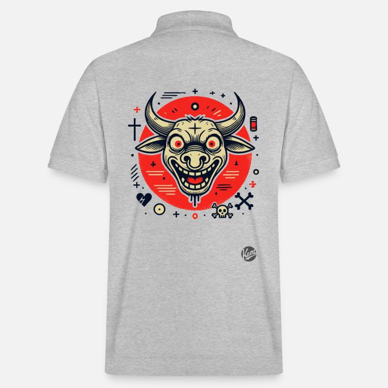 Die verrückte Kuh – Stier - Stanley/Stella Unisex Bio-Poloshirt PREPSTER - Grau meliert