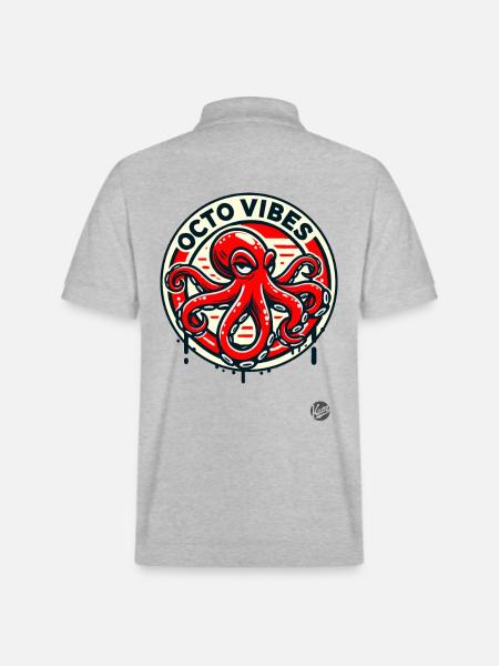Bad mood octopus - Stanley/Stella Unisex Organic Polo Shirt PREPSTER - heather grey