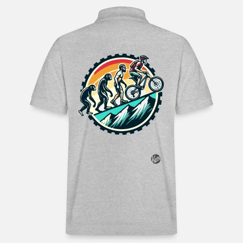 Evolution des Mountainbiker, Mountainbike - Stanley/Stella Unisex Bio-Poloshirt PREPSTER - Grau meliert