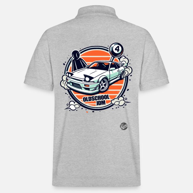 Oldschool JDM Drift-Auto-Rennfahrer - Stanley/Stella Unisex Bio-Poloshirt PREPSTER - Grau meliert