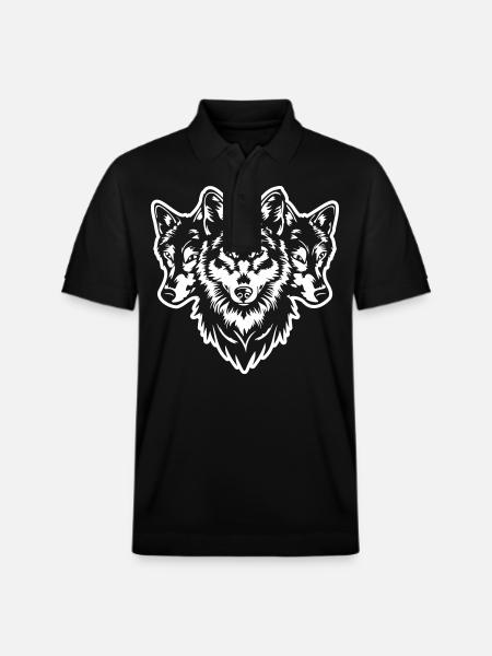 Wolf Pack Wolf Head - Stanley/Stella Unisex Organic Polo Shirt PREPSTER - black