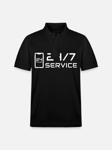 24/7 Service phone logo symbol - Stanley/Stella Unisex Organic Polo Shirt PREPSTER - black