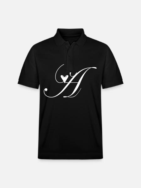 Monogram A Heart Vine - Stanley/Stella Unisex Organic Polo Shirt PREPSTER - black