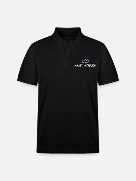 Just Married Wedding Heart - Stanley/Stella Unisex Organic Polo Shirt PREPSTER - black
