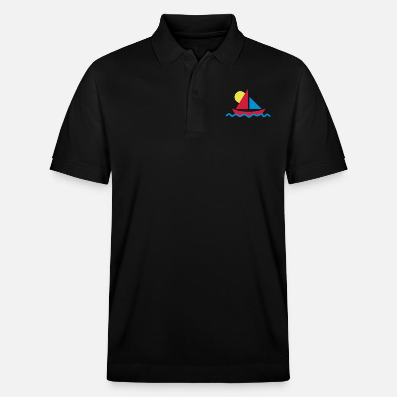 Segelboot mit Sonne - Stanley/Stella Unisex Bio-Poloshirt PREPSTER - Schwarz