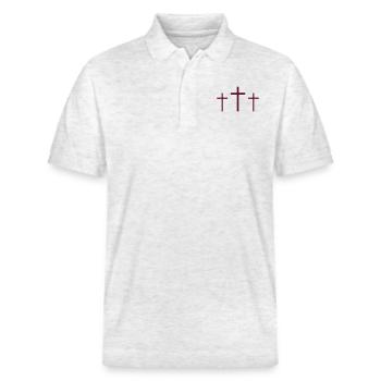 Three Crosses - Stanley/Stella Unisex Organic Polo Shirt PREPSTER - heather white - Front - Roxy (174cm) & Andy (188cm)