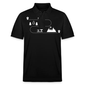 Wohnmobil - Stanley/Stella Unisex Bio-Poloshirt PREPSTER - Schwarz - Vorne - Roxy (174cm) & Andy (188cm)