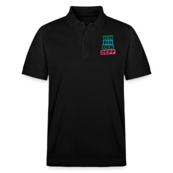 Ich bin der Depp - Balken - Stanley/Stella Unisex Bio-Poloshirt PREPSTER - Schwarz - Vorne - Roxy (174cm) & Andy (188cm)
