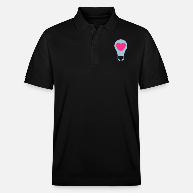 Light Bulb With Heart - Stanley/Stella Unisex Organic Polo Shirt PREPSTER - black