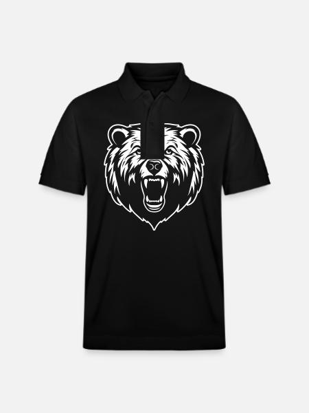 Grizzly Bear Head - Stanley/Stella Unisex Organic Polo Shirt PREPSTER - black