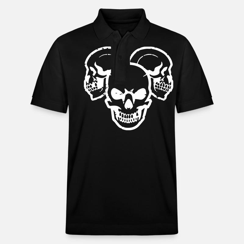 Drei grinsende Vector Schädel - Stanley/Stella Unisex Bio-Poloshirt PREPSTER - Schwarz
