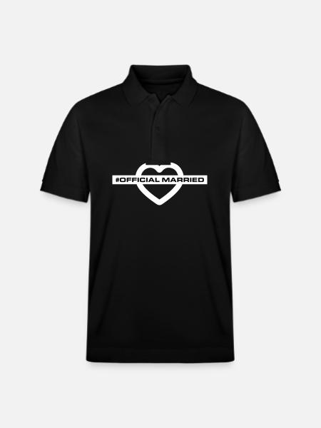 Married Wedding Heart - Stanley/Stella Unisex Organic Polo Shirt PREPSTER - black