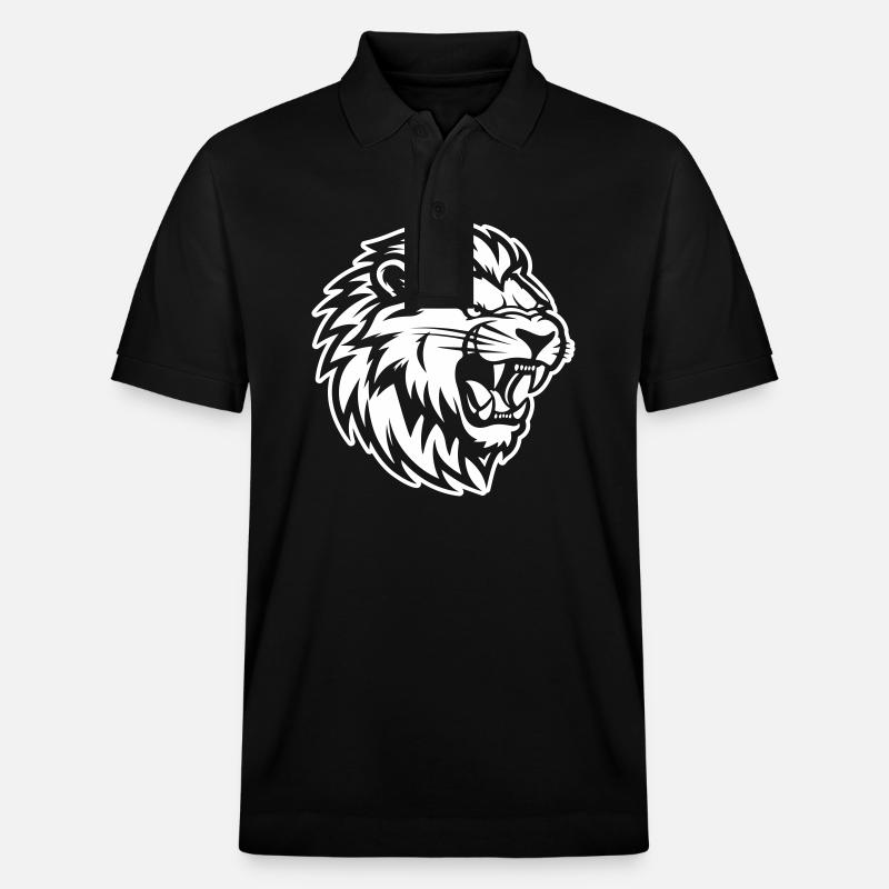 Löwe Tier Kopf - Stanley/Stella Unisex Bio-Poloshirt PREPSTER - Schwarz