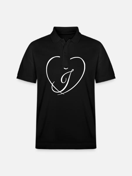 Letter J Calligraphy Heart - Stanley/Stella Unisex Organic Polo Shirt PREPSTER - black