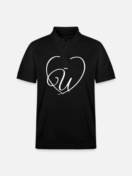 Letter U Calligraphy Heart - Stanley/Stella Unisex Organic Polo Shirt PREPSTER - black