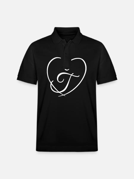Letter T Calligraphy Heart - Stanley/Stella Unisex Organic Polo Shirt PREPSTER - black