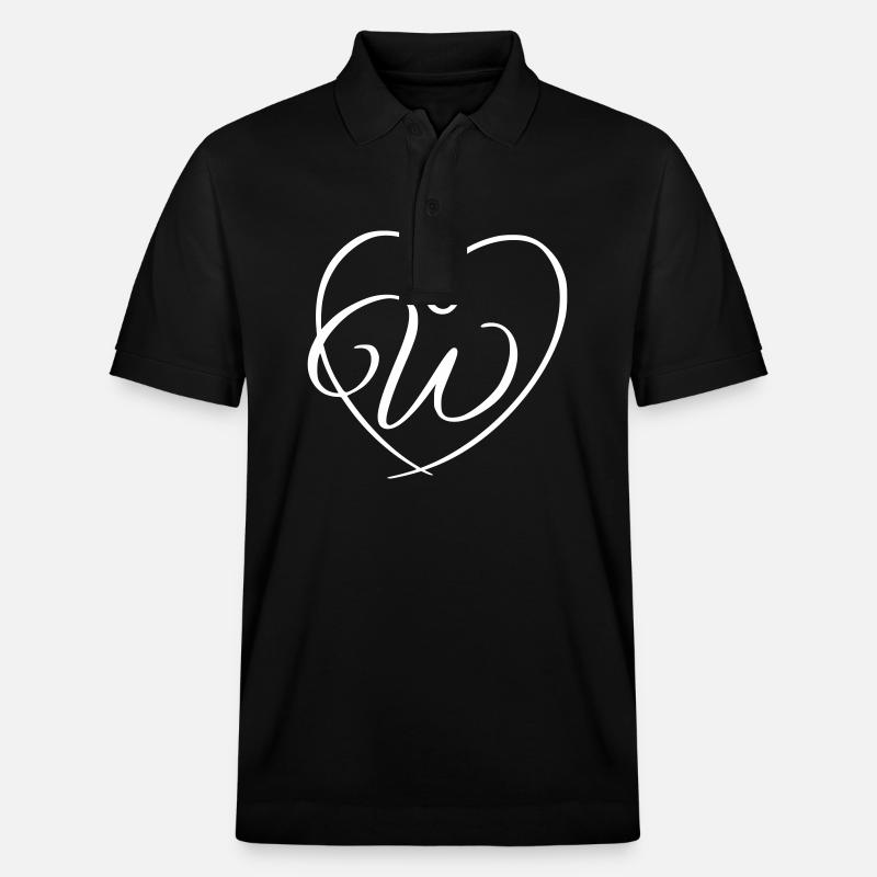 Buchstabe W Kalligrafie Herz - Stanley/Stella Unisex Bio-Poloshirt PREPSTER - Schwarz