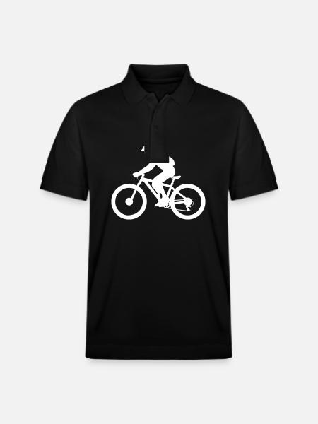 Mountain Bike Bicycle Man Silhouette - Stanley/Stella Unisex Organic Polo Shirt PREPSTER - black