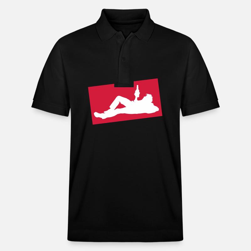Boire de la bière Silhouette - Polo PREPSTER bio Stanley/Stella Unisexe - noir