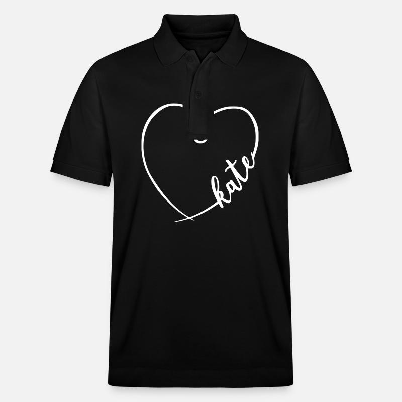 Kate Nom Calligraphie Coeur - Polo PREPSTER bio Stanley/Stella Unisexe - noir