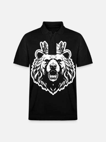 Bär Grizzly Krone - Stanley/Stella Unisex Bio-Poloshirt PREPSTER - Schwarz
