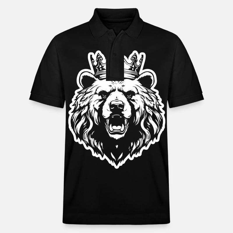 Bär Grizzly Krone - Stanley/Stella Unisex Bio-Poloshirt PREPSTER - Schwarz