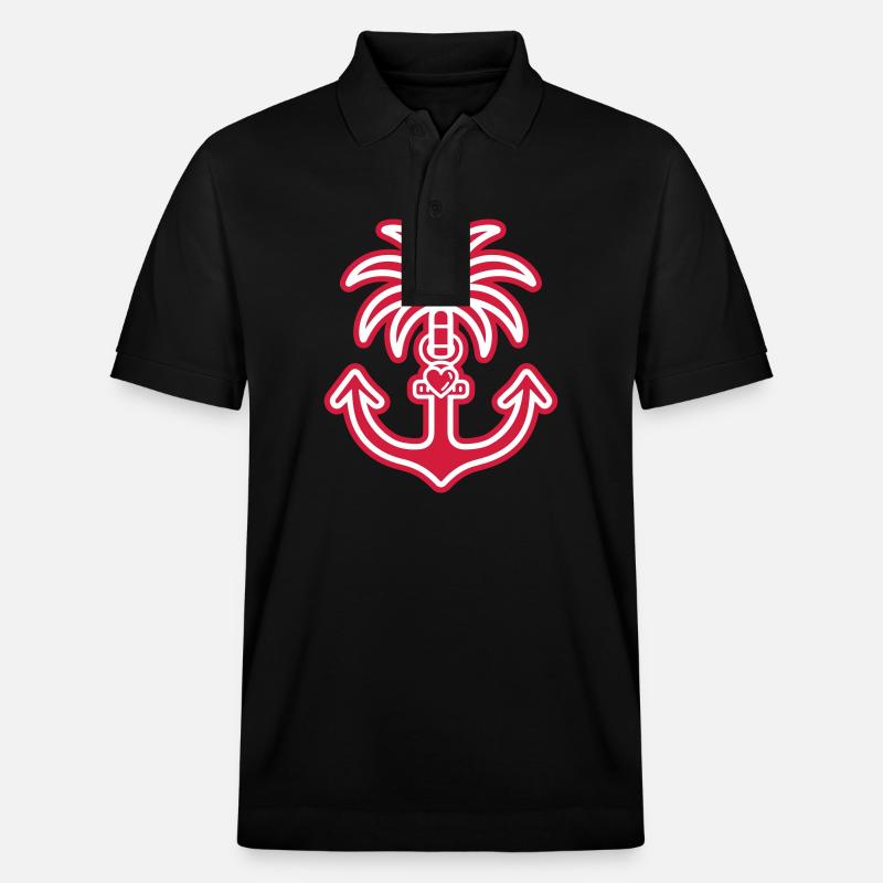 Palmier ancre coeur amour - Polo PREPSTER bio Stanley/Stella Unisexe - noir