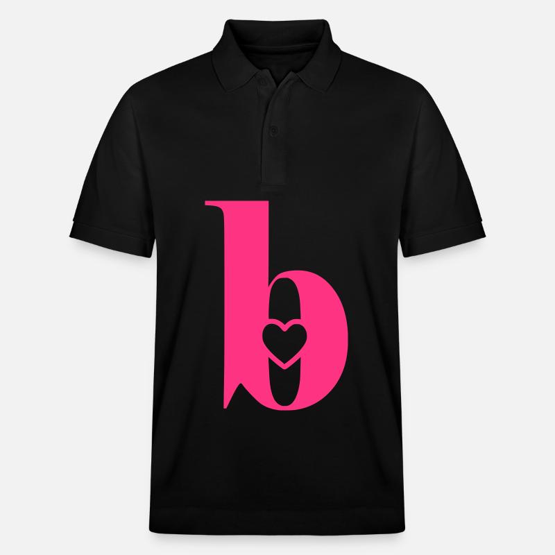 Buchstabe b Anfangsbuchstabe mit Herz - Stanley/Stella Unisex Bio-Poloshirt PREPSTER - Schwarz