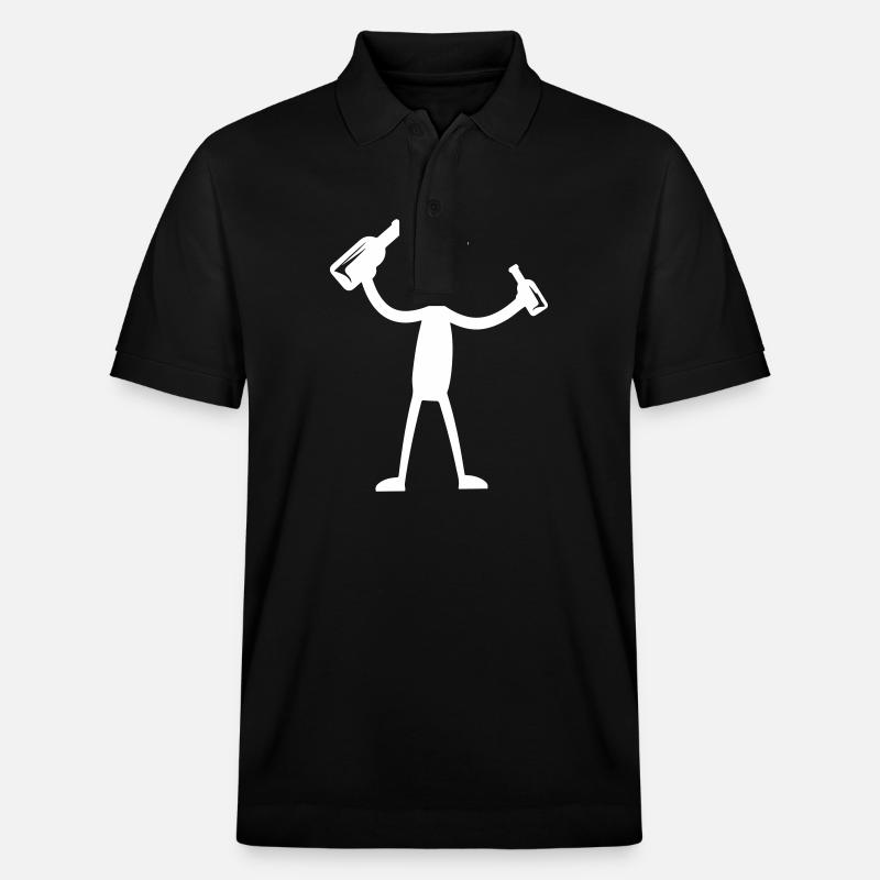 Bier Trinken Party Silhouette - Stanley/Stella Unisex Bio-Poloshirt PREPSTER - Schwarz