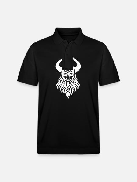 Viking Odin Head Icon - Stanley/Stella Unisex Organic Polo Shirt PREPSTER - black