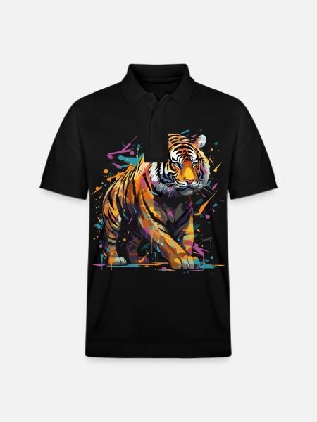 Tigre en colère. Fureur à la graffiti. - Polo PREPSTER bio Stanley/Stella Unisexe - noir