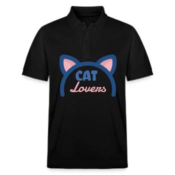 Amoureux des chats - Polo PREPSTER bio Stanley/Stella Unisexe - noir - Devant - Roxy (174cm) & Andy (188cm)