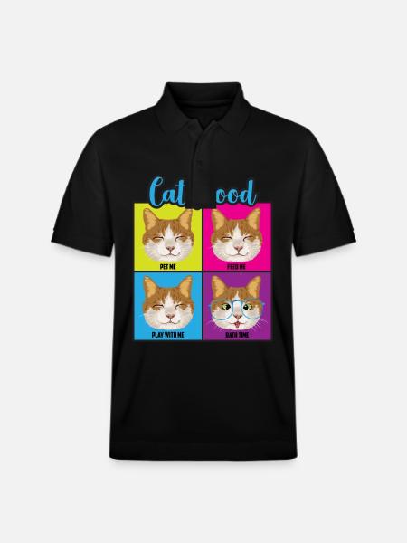 Funny Cat Moods - Stanley/Stella Unisex Organic Polo Shirt PREPSTER - black
