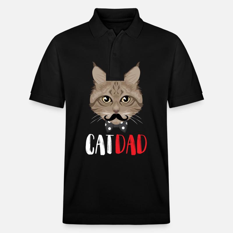 Stolzer Katzen Papa - Stanley/Stella Unisex Bio-Poloshirt PREPSTER - Schwarz