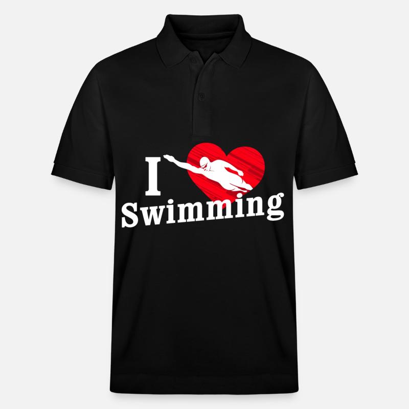 J’aime nager - Polo PREPSTER bio Stanley/Stella Unisexe - noir