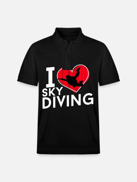 I love sky diving - Stanley/Stella Unisex Organic Polo Shirt PREPSTER - black