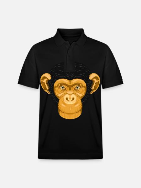 Monkey Chimpanzee Monkey - Stanley/Stella Unisex Organic Polo Shirt PREPSTER - black