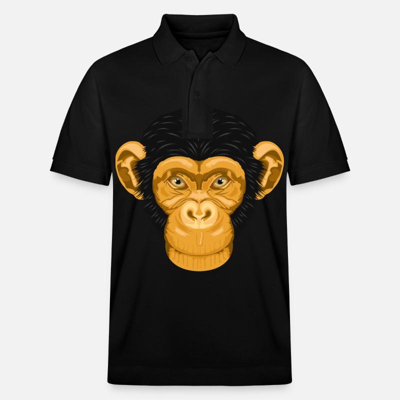 Affe Schimpanse Äffchen - Stanley/Stella Unisex Bio-Poloshirt PREPSTER - Schwarz