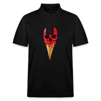 Skull Skull Dessert Eiswaffel - Stanley/Stella Unisex Bio-Poloshirt PREPSTER - Schwarz - Vorne - Roxy (174cm) & Andy (188cm)