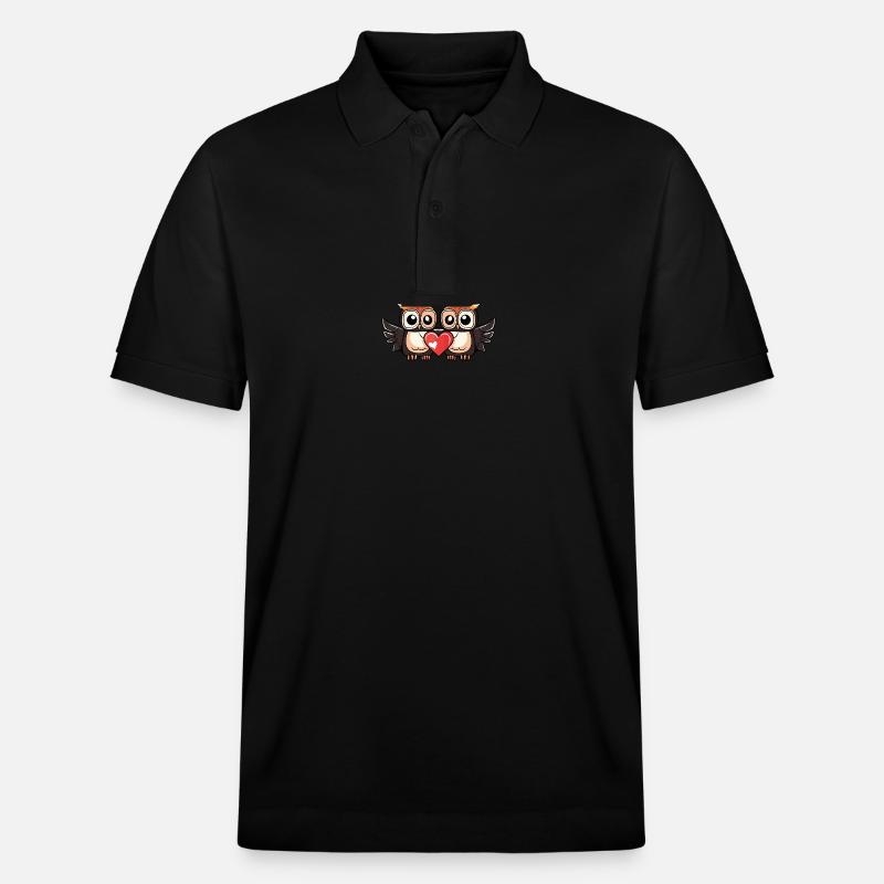 Eule Paar Herz - Stanley/Stella Unisex Bio-Poloshirt PREPSTER - Schwarz