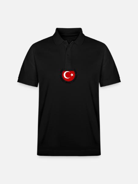 Team Turkey Flag Türkiye - Stanley/Stella Unisex Organic Polo Shirt PREPSTER - black
