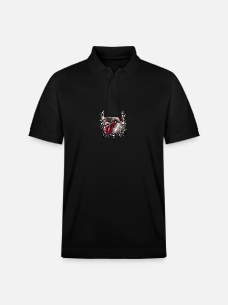 Rooster Christmas Funny - Stanley/Stella Unisex Organic Polo Shirt PREPSTER - black