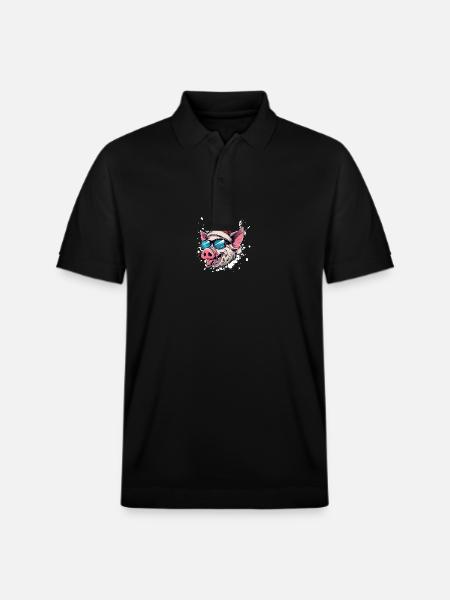 Schwein Weihnachten Lustig - Stanley/Stella Unisex Bio-Poloshirt PREPSTER - Schwarz