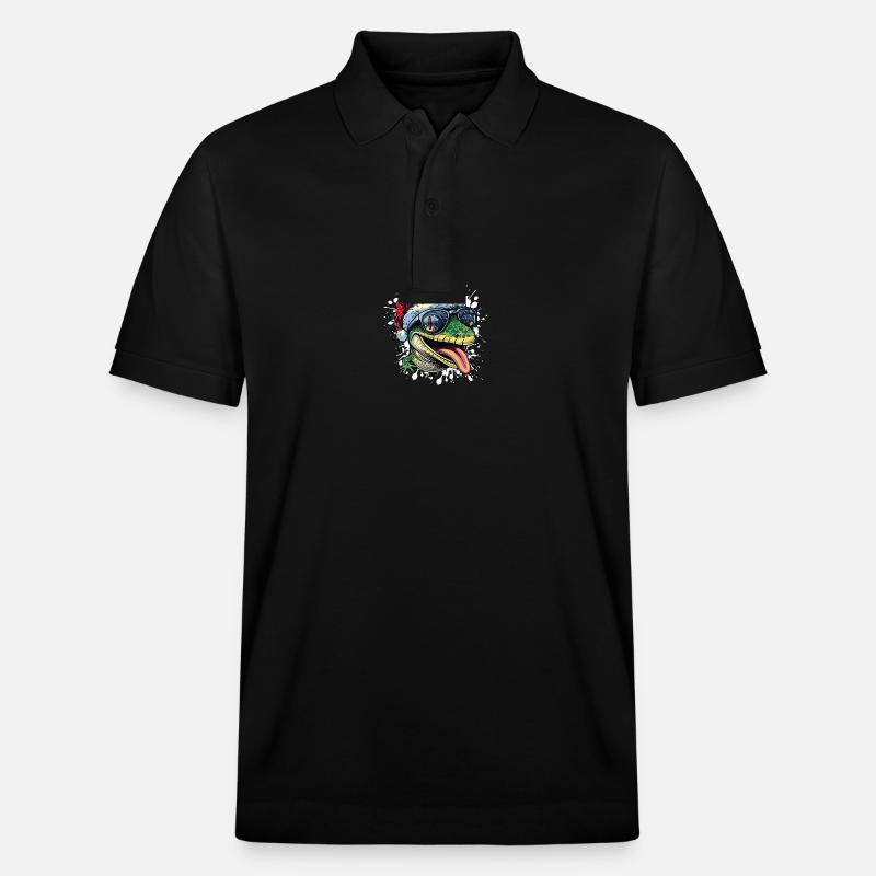 Lézard Noël Drôle - Polo PREPSTER bio Stanley/Stella Unisexe - noir