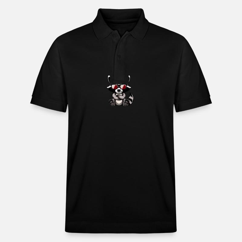 Waschbär Cool Comic - Stanley/Stella Unisex Bio-Poloshirt PREPSTER - Schwarz